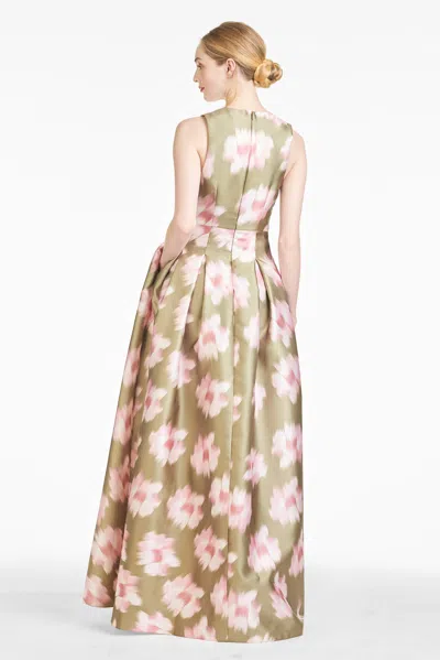 Sachin & Babi Brooke Gown In Green Ikat Floral