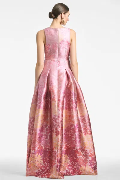 Sachin & Babi Brooke Sleeveless Pleated Floral-print Gown In Light Sunset Hydrangea