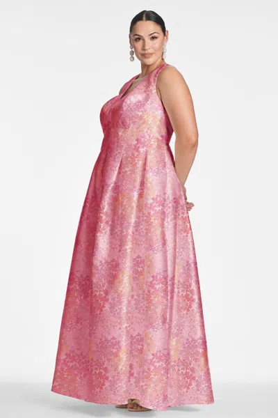 Sachin & Babi Brooke Sleeveless Pleated Floral-print Gown In Light Sunset Hydrangea