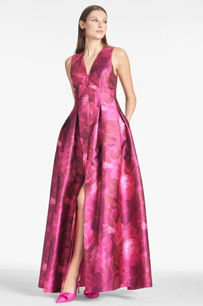 Sachin & Babi Brooke Gown In Magenta Bella Bouquet