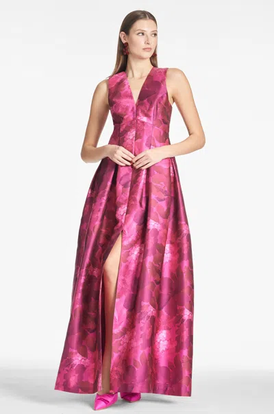 Sachin & Babi Brooke Gown In Magenta Bella Bouquet
