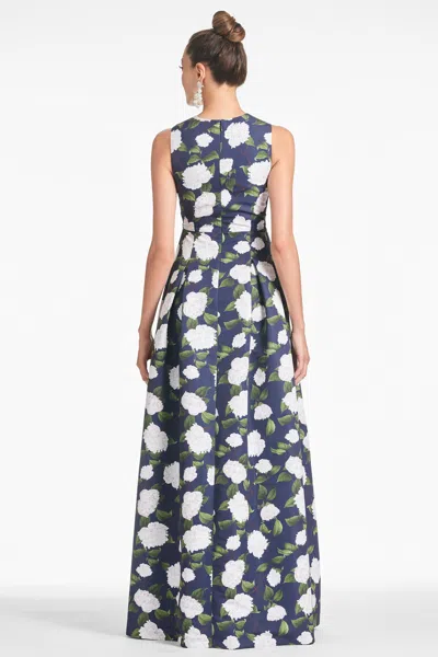 Sachin & Babi Brooke Gown In Navy/ivory Moonlit Garden