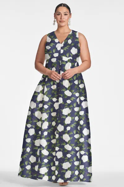 Sachin & Babi Brooke Gown In Navy/ivory Moonlit Garden