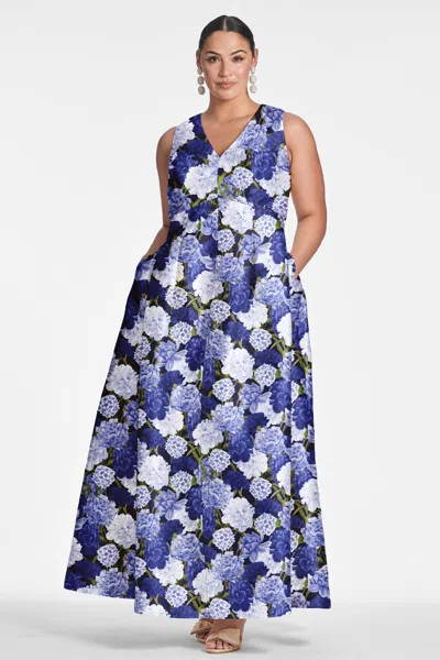 Sachin & Babi Brooke Pleated Floral-print Gown In Rosa Azurro
