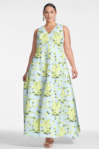 Sachin & Babi Brooke Gown In Sky Citrine Floral
