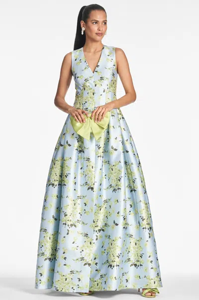 Sachin & Babi Brooke Gown In Sky Citrine Floral