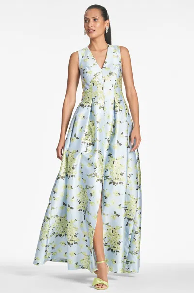 Sachin & Babi Brooke Gown In Sky Citrine Floral