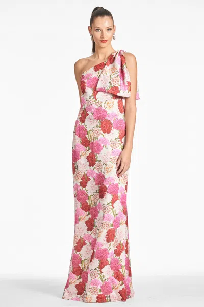 Sachin & Babi Chelsea Bow One-shoulder Gown In Campo Di Fiore