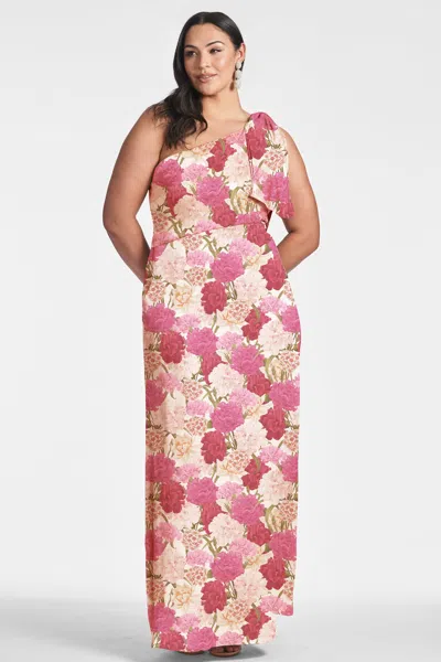 Sachin & Babi Chelsea Bow One-shoulder Gown In Campo Di Fiore