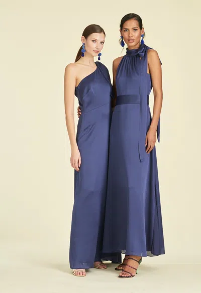 Sachin & Babi Chelsea One-shoulder A-line Gown In Deep Cobalt