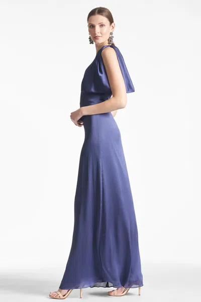 Sachin & Babi Chelsea One-shoulder A-line Gown In Deep Cobalt