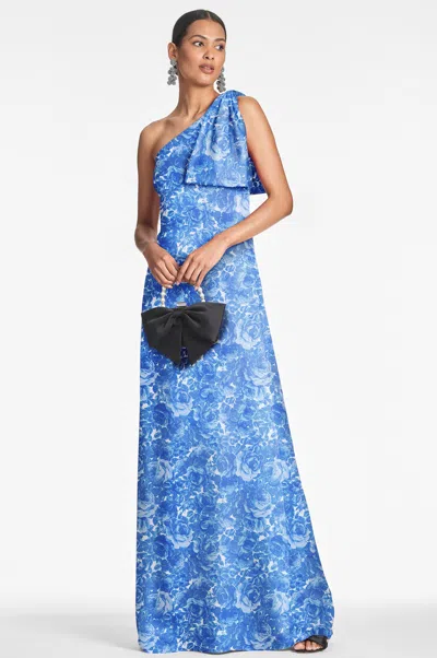 Sachin & Babi Women's Chelsea Bow-embellished Floral Chiffon Gown In Mediterranean Blooms