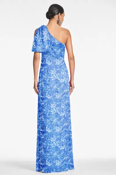 Sachin & Babi Women's Chelsea Bow-embellished Floral Chiffon Gown In Mediterranean Blooms