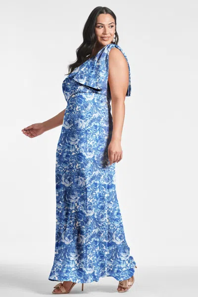 Sachin & Babi Women's Chelsea Bow-embellished Floral Chiffon Gown In Mediterranean Blooms