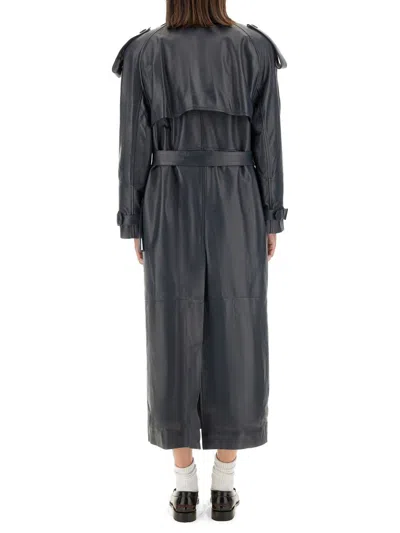 Salvatore Santoro Leather Trench Coat In Grey