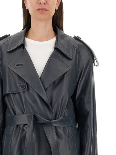 Salvatore Santoro Leather Trench Coat In Grey