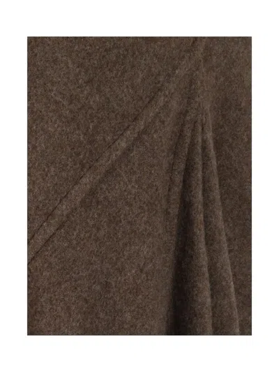 Rick Owens Coda Wool Maxi Skirt In Brown