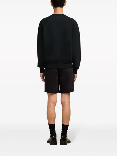 Ami Alexandre Mattiussi Black Crewneck Sweatshirt With Logo Lettering Detail On The Front And Adc Logo Embroidery On The Rea