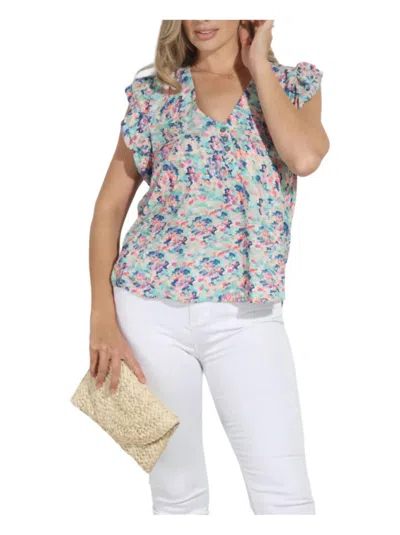 VERONICA M BUTTON RUFFLE TOP IN NADI PRINT 