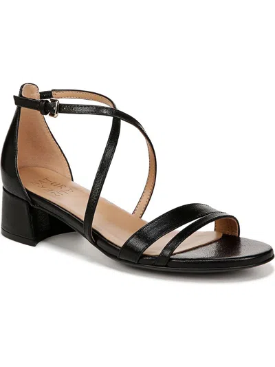 NATURALIZER JUNE WOMENS OPEN TOE EMBOSSED BLOCK HEEL 