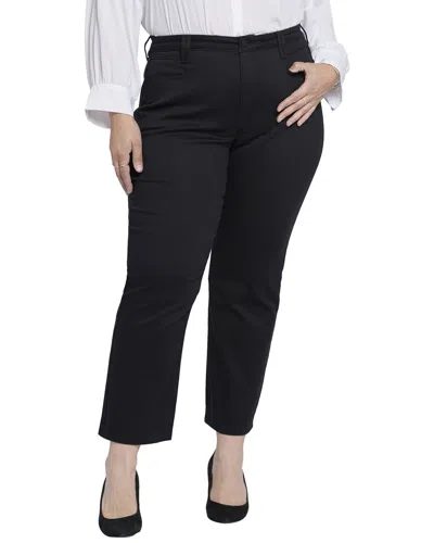 Nydj Plus Bailey Womens Stretch Denim Straight Leg Jeans In Black