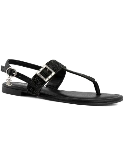 Juicy Couture Zaray Womens Rhinestone Embellished Ankle Strap In Black