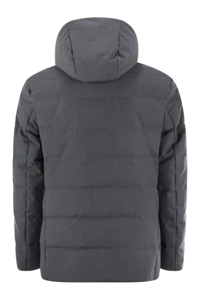 Fay Double-breasted Down Jacket With Hood In Gray