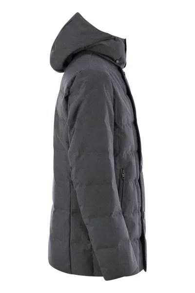 Fay Double-breasted Down Jacket With Hood In Gray