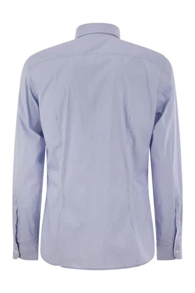 Fay Men Stretch Cotton Shirt In Blue