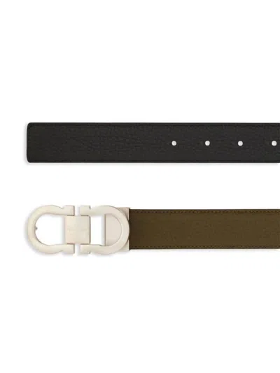 Shop Ferragamo Belts In New Olive/nero