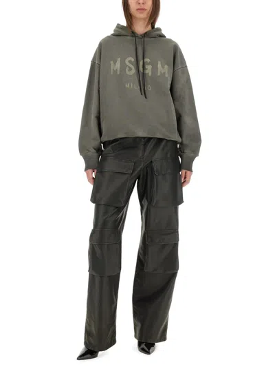 Msgm Regular Fit Cargo Pants For Women In Black