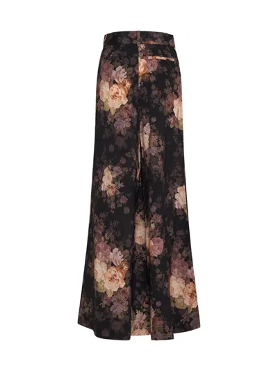 Shop Zimmermann Trousers In Black Rococo Floral