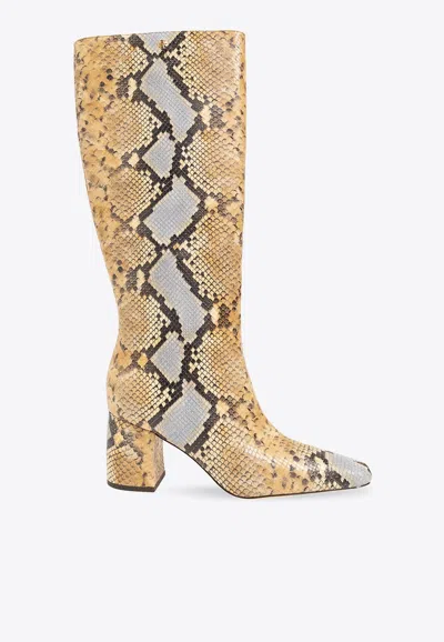 Tory Burch Python Print Embossed Leather Boot In Beige