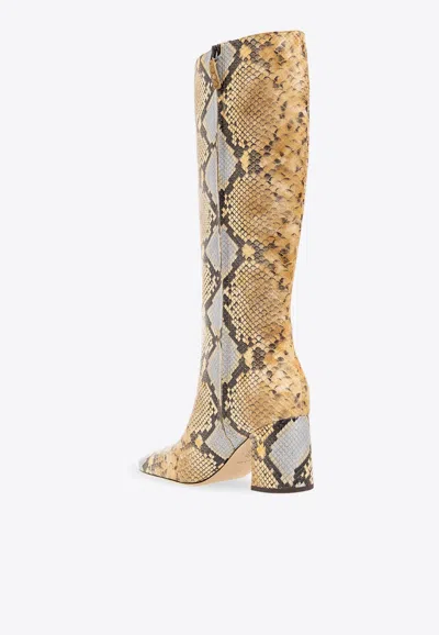 Tory Burch Python Print Embossed Leather Boot In Beige