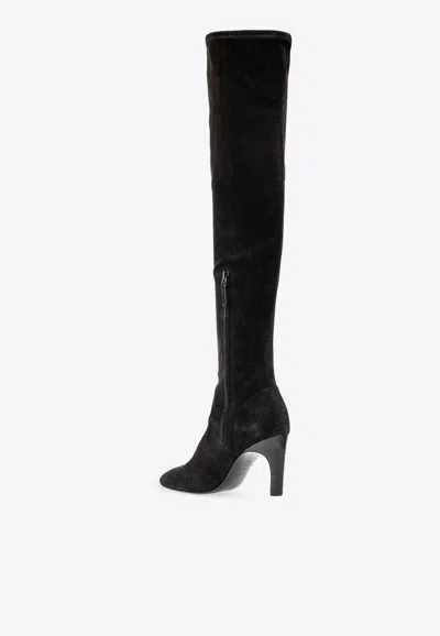 Shop Tory Burch 80 Knee-high Suede Boots In Black