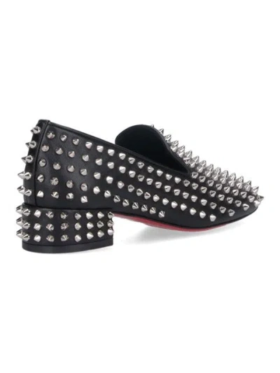 Christian Louboutin Spikeasy Studded Red Sole Slip-on Loafers In Black