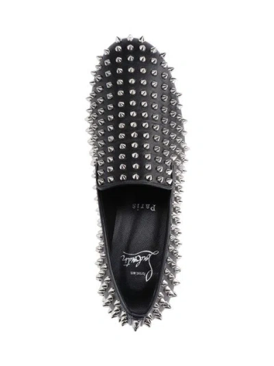 Christian Louboutin Spikeasy Studded Red Sole Slip-on Loafers In Black