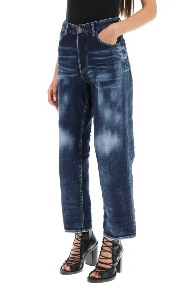 Shop Dsquared2 'boston' Cropped Jeans Women In Multicolor