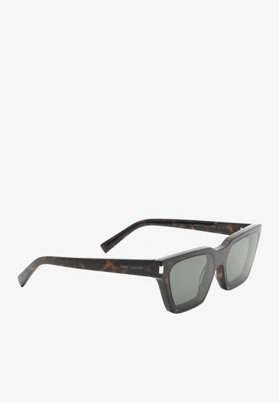 Saint Laurent Calista Squared Cat-eye Sunglasses In Gray