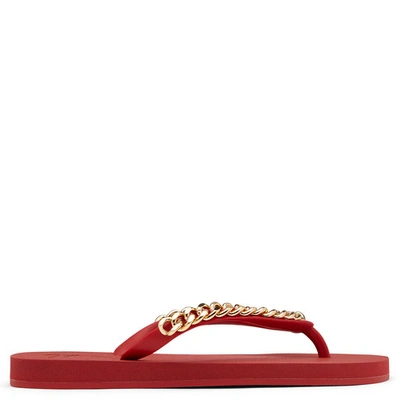 Shop Giuseppe Zanotti - Flip-flop Red Rubber Sandal With Chain Florida