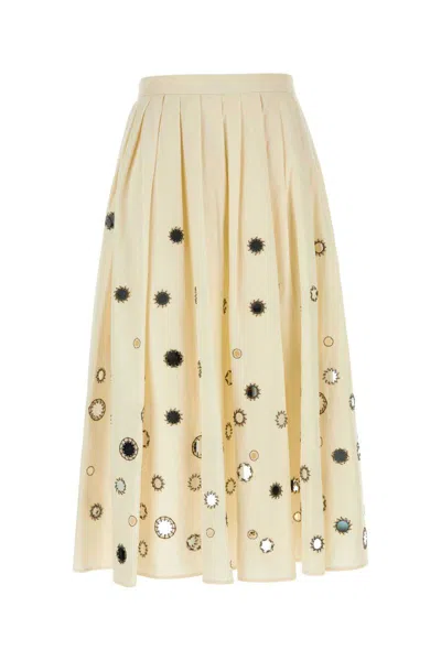 Prada Gonna In Cotone Crema Donna In Yellow