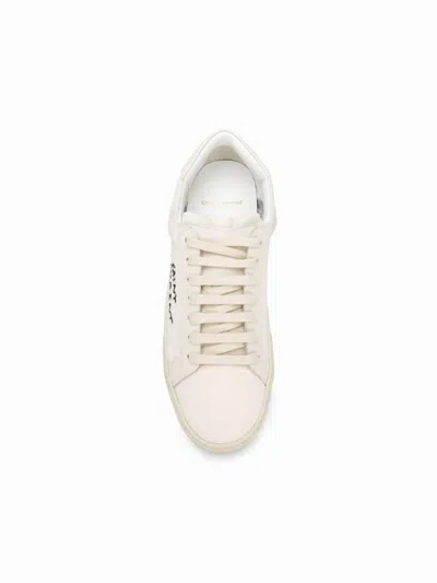 Shop Saint Laurent Court Sl/06 Sneakers With Embroidered Logo Shoes In White