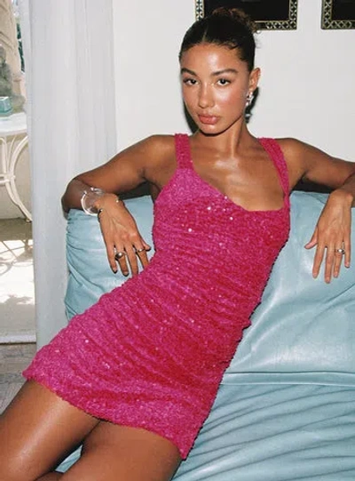 PRINCESS POLLY LOWER IMPACT CENTERFOLD SEQUIN MINI DRESS PINK 