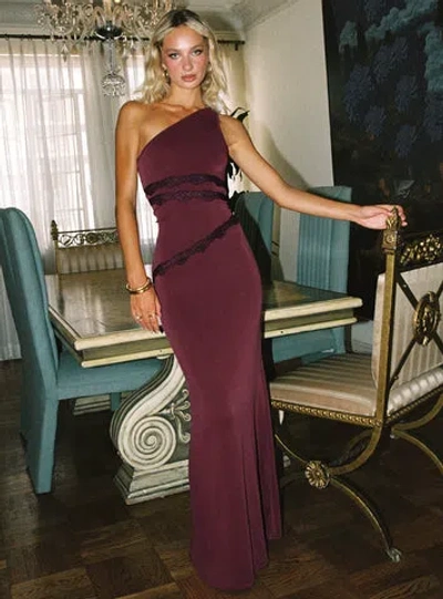 Princess Polly Ultraviolet One Shoulder Lace Maxi Dress In Wine