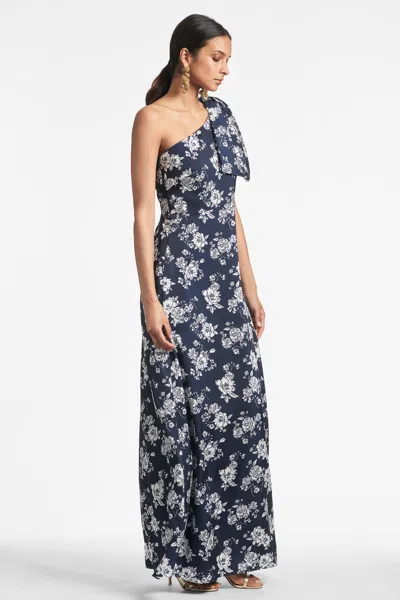 Sachin & Babi Chelsea Gown In Navy & Ivory Peony