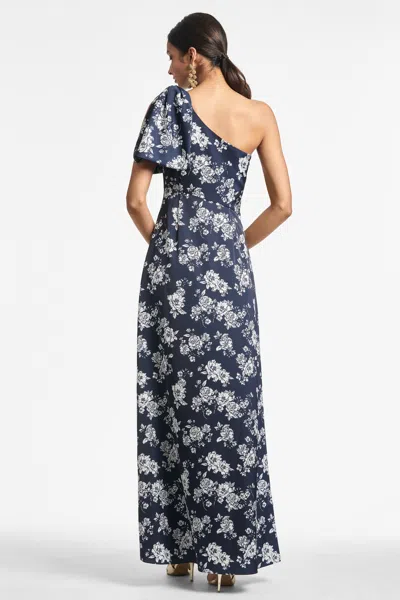 Sachin & Babi Chelsea Gown In Navy & Ivory Peony