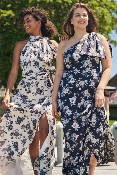Sachin & Babi Chelsea Gown In Navy & Ivory Peony