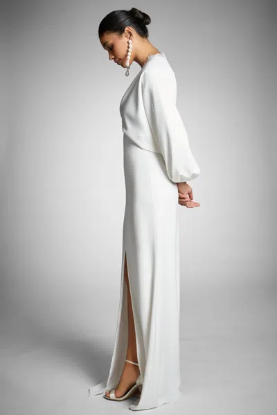Sachin & Babi Gabby V-neck Lace Gown In Ivory