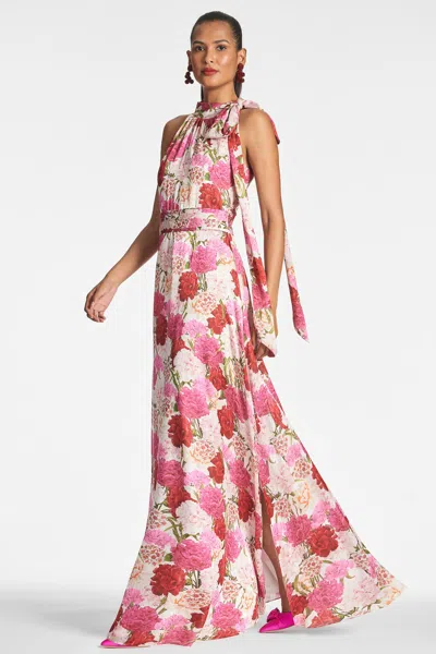 Sachin & Babi Women's Kayla Floral Crinkled Chiffon Halter Gown In Campo Di Fiore