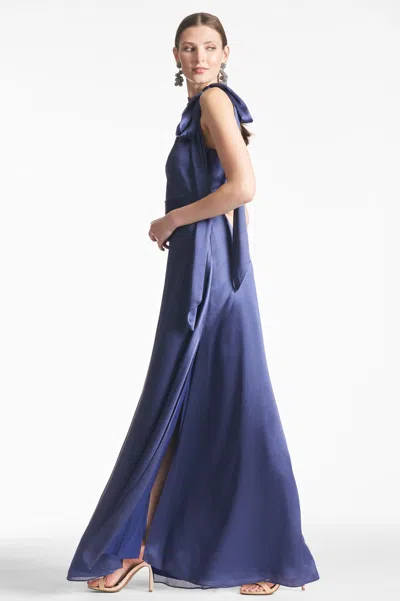 Sachin & Babi Kayla Halter Gown In Deep Cobalt
